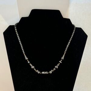 Vintage Hematite Necklace with Gold Accents